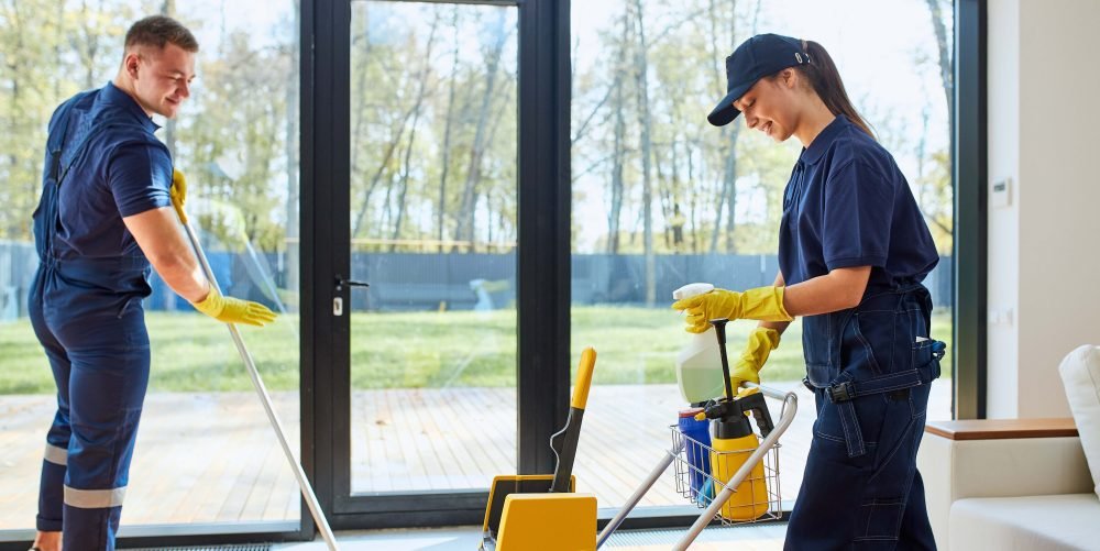 Trained commercial cleaning team delivering scheduled cleaning in a managed building in Birmingham