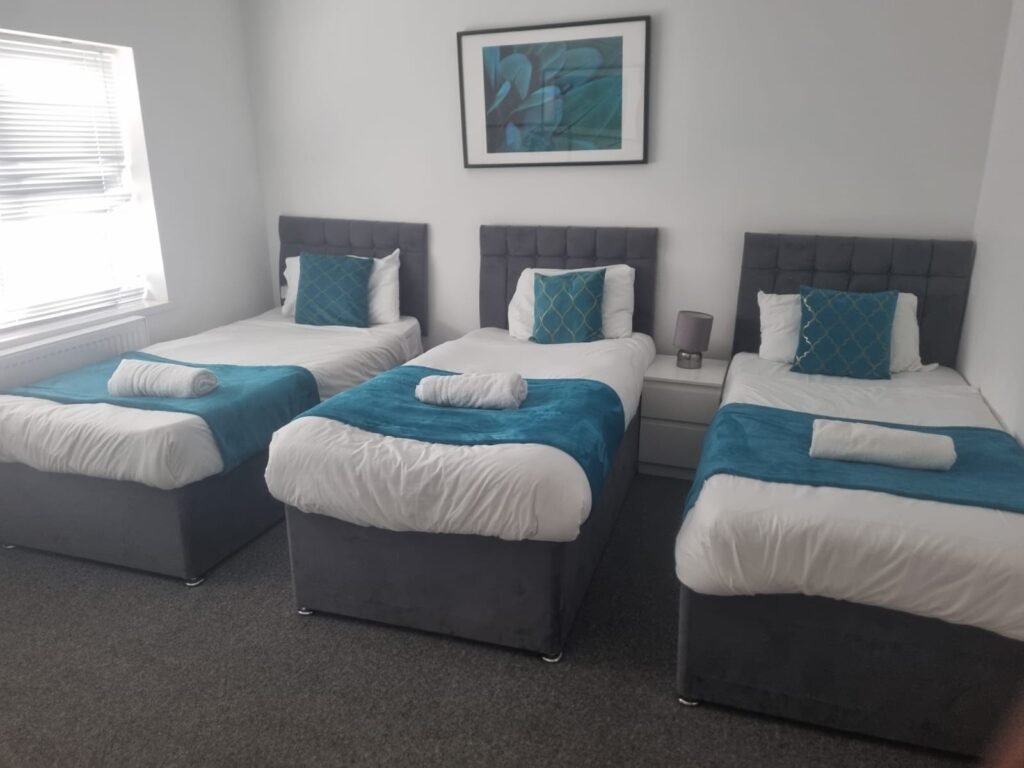 Serviced accommodation bedroom prepared to guest ready standard in Birmingham