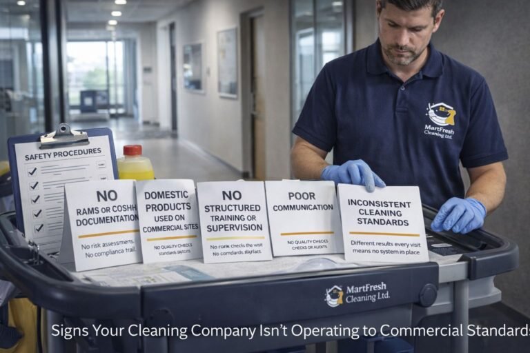 Professional commercial cleaning services in Birmingham showing industry-grade cleaning standards in a managed facility