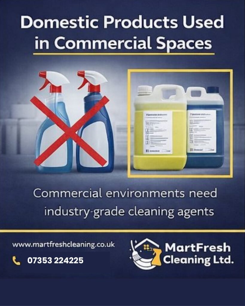 Domestic cleaning products being used incorrectly on a commercial cleaning site in Birmingham
